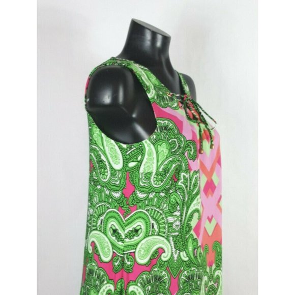 Lily Lane Sz M Shift Midi Dress Paisley Tie Neck - Picture 7 of 8
